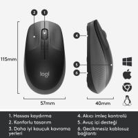 Logitech M190 Kablosuz Charcoal Mouse 910-005905