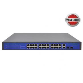 Spy SP-28400PSD 24Port PoE 100m Aktif PoE Switch